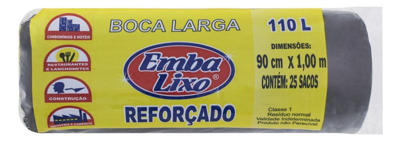 Imagem de Saco Para Lixo Boca Larga 110l Embalixo 25 Unidades