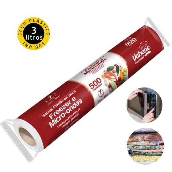 Imagem de Saco Plástico P/ Freezer E Microondas 3l C/ 500 Un Seu alimento do freezer direto p/ o microondas