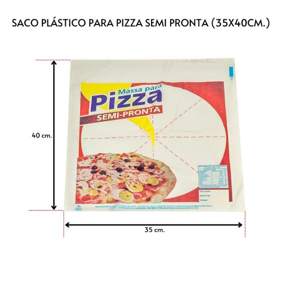 Imagem de Saco Plástico P/ Massa De Pizza Semi Pronta 100 Un + Fecho