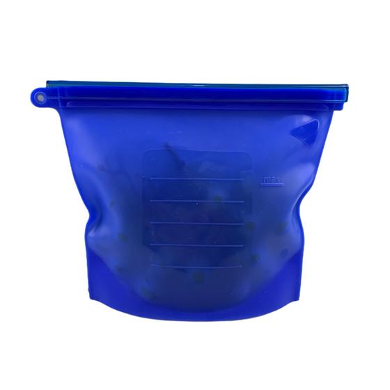Imagem de Saco Porta Alimentos Em Silicone Reutilizável Armazenamento Geladeira Freezer Bpa Free Azul