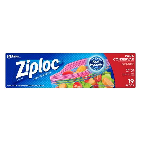 Imagem de Saco Sache Ziploc Hermético Grande com 19 unidades