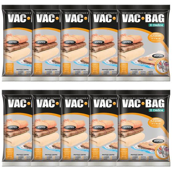 Imagem de Saco Vácuo Vac Bag Ordene Grande Organizador Mala Kit 10 Pcs