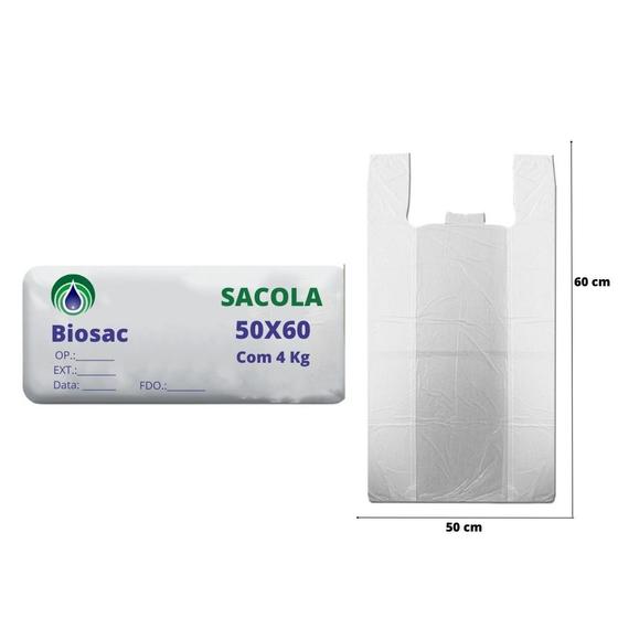 Imagem de Sacola 50x60 virgem branca reforçada com 4kg - biosac