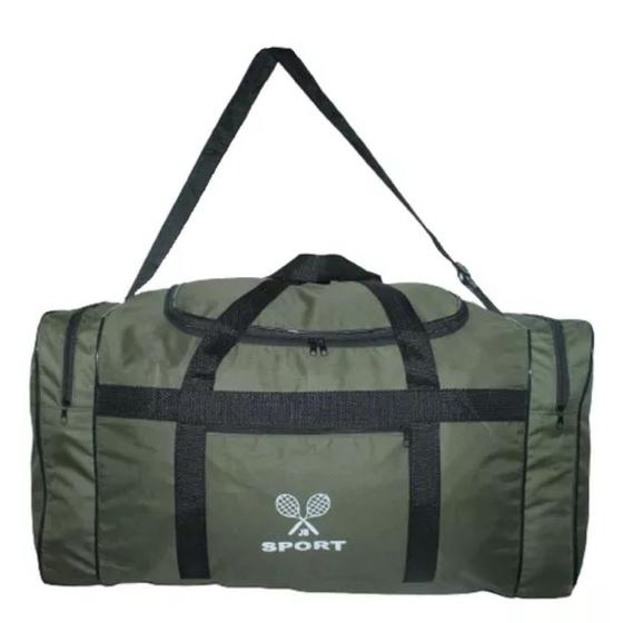 Imagem de Sacola bolsa mala de viagem extra grande poliéster dobrável alça tira colo bolso laterla e frontal