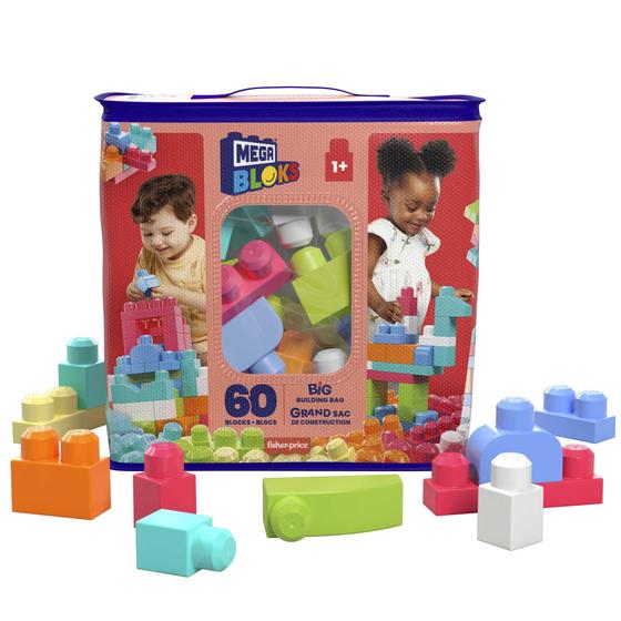 Imagem de Sacola Com 60 Blocos De Montar Pré-Escolar - Mega Bloks - Fisher Price - Mattel