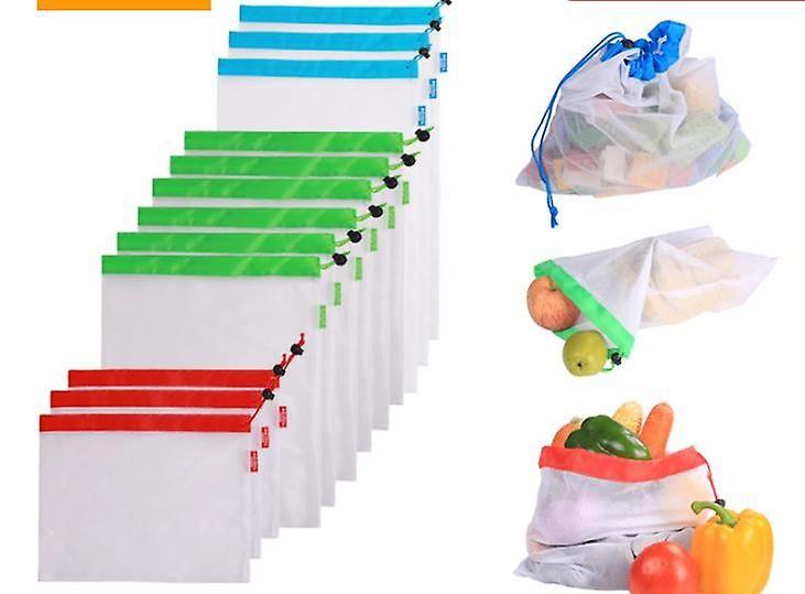 Imagem de Sacola de Compras em Malha Fruit - Pacote com 12 Unidades com Cordão de Poliéster Wokex
