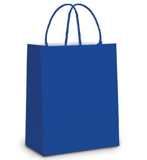Imagem de Sacola de Papel M Azul Royal - 26x19,5x9,5cm - 10 unidades - Cromus - Rizzo Embalagens