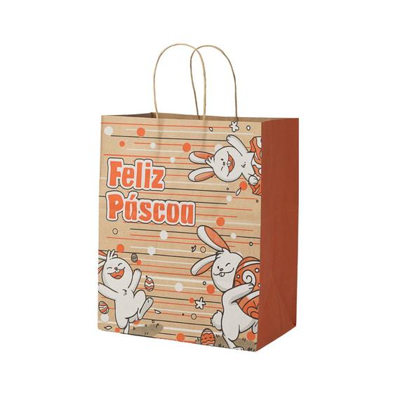 Imagem de Sacola kraft pascoa bunny  m2 20x15x25 cm com 50 un.