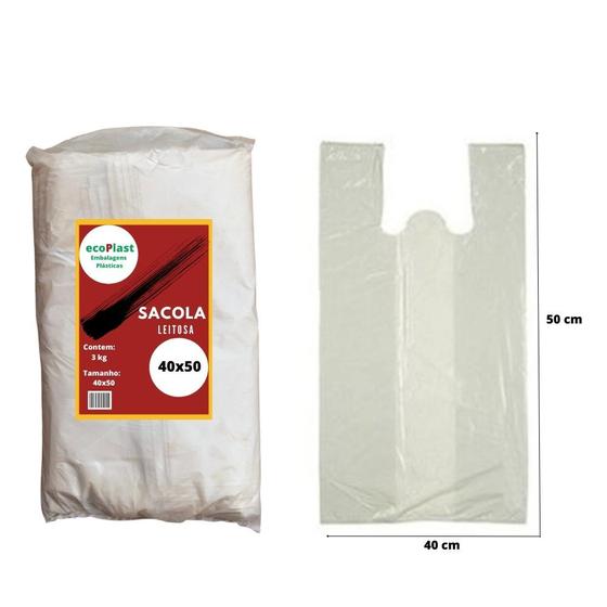 Imagem de Sacola leitosa 40x50 media branca com 3 kg