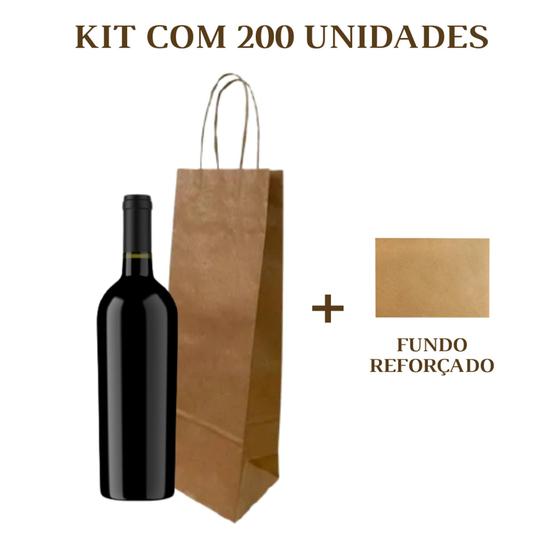 Sacola Papel Kraft Para Vinho 12x8,5x36cm 200 Unidades Oferta Atacado Zagarollo Sacola de