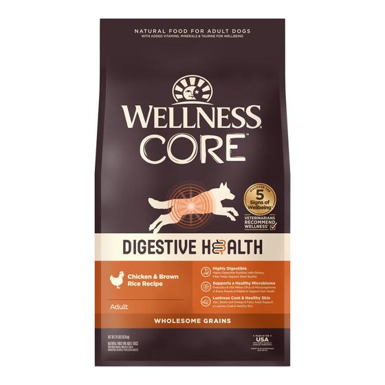 Imagem de Sacola para adultos de 10,89 kg com ração para cães Wellness CORE Digestive Health