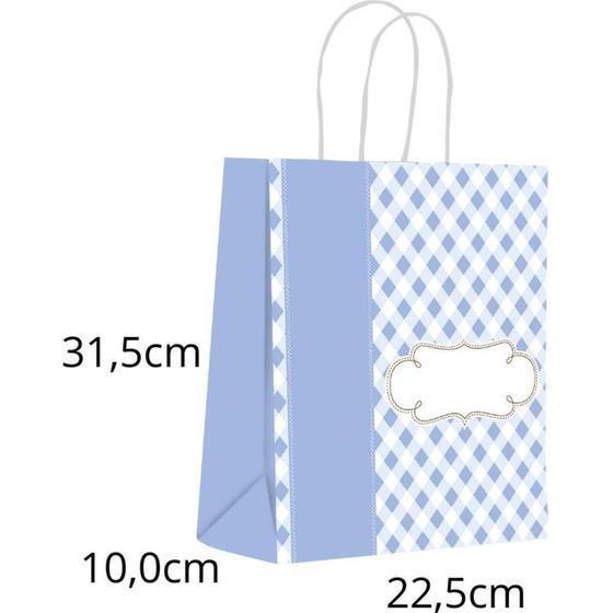 Imagem de Sacola para Presente Decorada BABY Azul M 22,5X31,5X10CM PCT.C/10