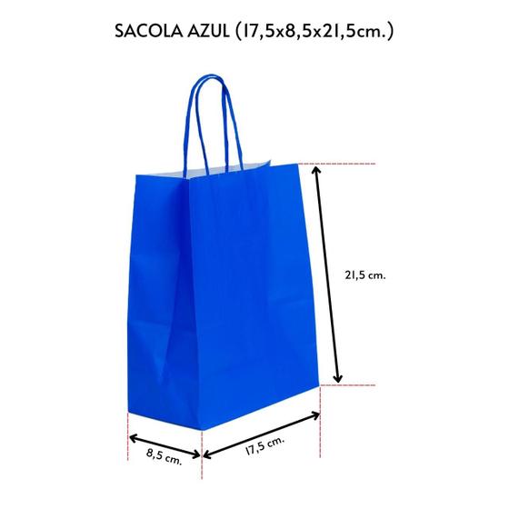 Imagem de Sacola para presente kraft azul 17,5x8,0x21,5 c/ 30 un.