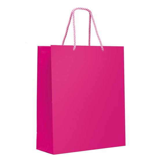 Imagem de Sacola Pink alça de tecido para Embrulho Presentes Lojas Tamanho M 26x31 cm
