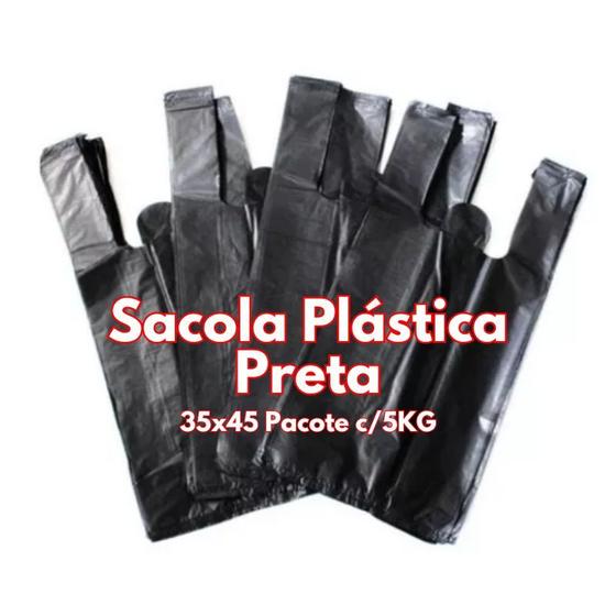 Imagem de Sacola Plástica Preta - 35x45  Pacote 5KG