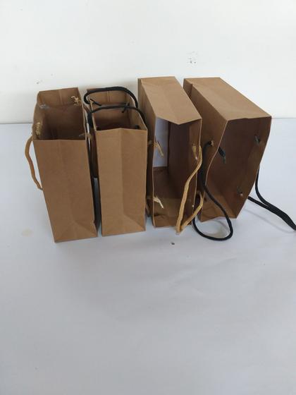 Imagem de sacolas de papel kráft no atacado para jóias e relógios 16 x 17 x 7 pacote com  200 unidades
