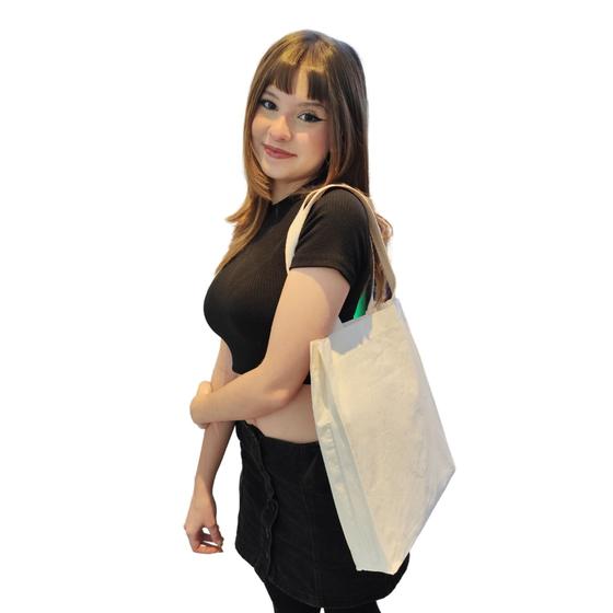 Imagem de Sacolas Ecológicas 38x40 Tecido Algodão Cru Resistente kit com 10 unidades