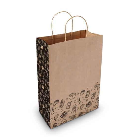 Imagem de Sacolas Kraft FastFood Delivery M 36x26x12,5cm - 50 Unidades