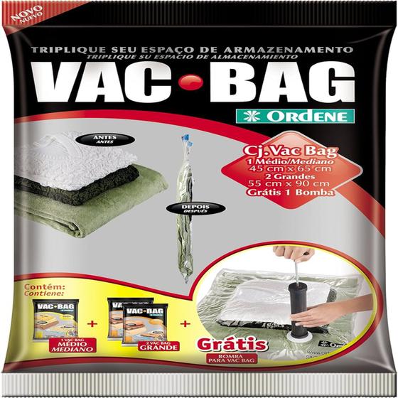 Imagem de Sacos A Vácuo 3 UN 1M, 2G 55x90 Cm E Bomba OR56200 Ordene