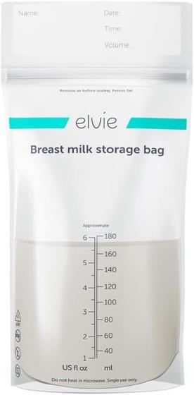 Imagem de Sacos de armazenamento de leite materno Elvie 200 x 180 ml, à prova de vazamentos, 6 onças