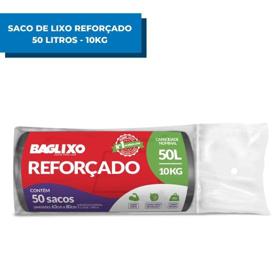 Imagem de Sacos De Lixo 50 Litros Super Reforçado Com 50 Unidades Resistente Para Lixeira 