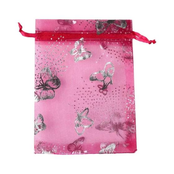 Imagem de Sacos de Organza Estampados com Borboleta - 50 Peças (7x9cm e 13x18cm) - Para Presentes e Joias