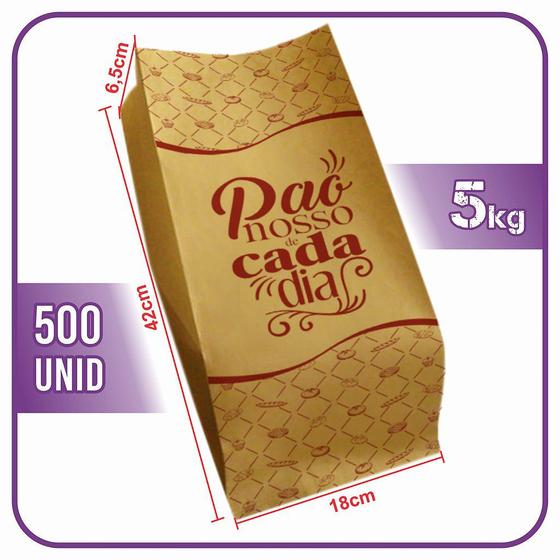 Imagem de Sacos De Papel 5kg - Kraft Pardo - Pão Nosso (500 Unidades)