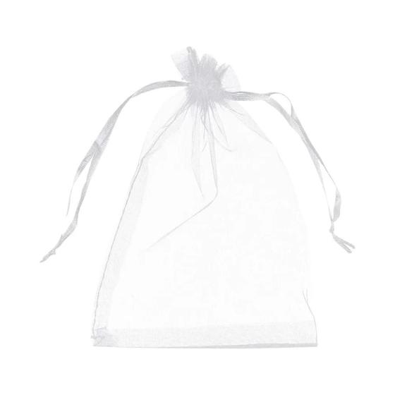 Imagem de Sacos de Presente de Organza Branca (100 Peças) - Bolsas com Cordão para Joias, Casamento e Doces