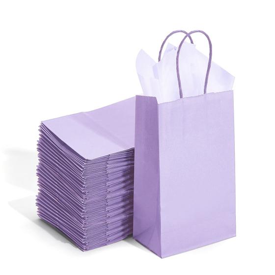 Imagem de Sacos de presente DjinnGlory Lavender Purple Paper, pacote com 100, 23x14x8cm