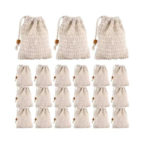 Imagem de Sacos De Sabão De Sisal Natural 5-50pcs Suporte De Bolsa De Malha Esfoliante De Banho Para Uso De
