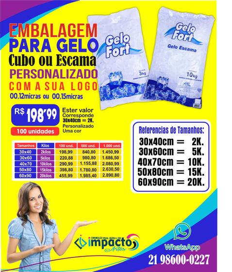 SACOS PARA EMBALAR GELO PERSONALIZADO COM A SUA LOGO 40x70cm para 10Kilos 100 unidades. Menor preço em SACOS PARA EMBALAR GELO PERSONALIZADO COM A SUA LOGO 40x70cm para 10Kilos 100 unidades.