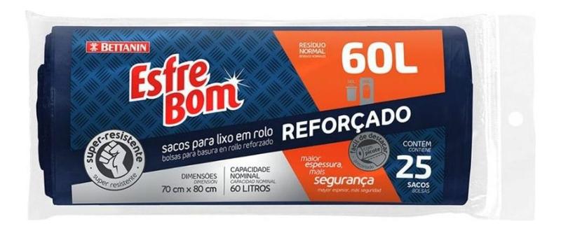 Imagem de Sacos Para Lixo Resistente Reforçado Esfrebom 60 Litros Azul