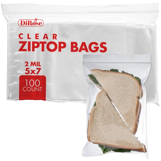 Imagem de Sacos plásticos com zíper DiRose Resealable Clear 5x7, pacote com 100