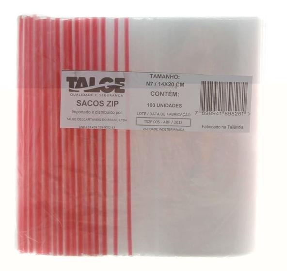 Imagem de Sacos Plásticos Tipo Ziplock Nº07 14x20cm Com 100 Saquinhos