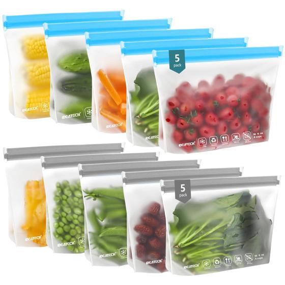 Imagem de Sacos Reutilizáveis para Alimentos IDEATECH - Pacote com 10 Unidades