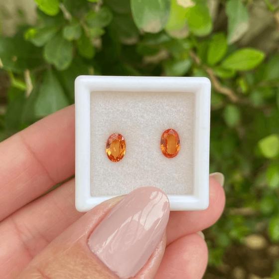 Imagem de Safira Laranja Oval 6x4mm Par 1,22ct