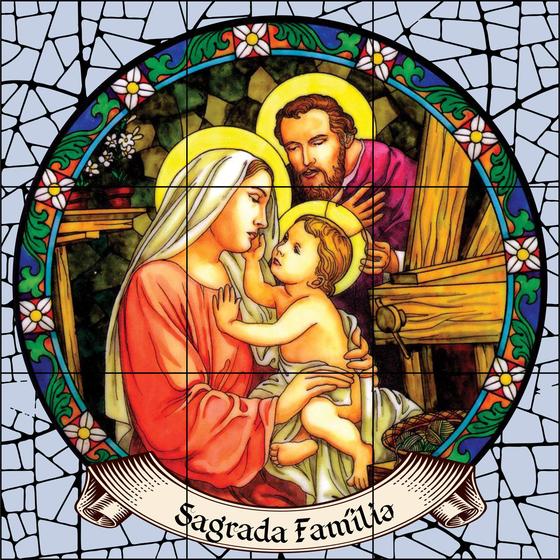 Imagem de Sagrada Família Estilo Vitral 60x60cm - 100% Azulejo