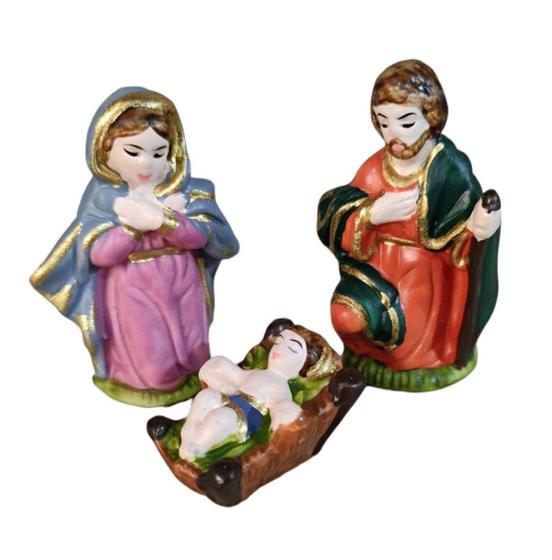 Imagem de Sagrada Familia Miniatura Decoração Enfeite Natal Presépio - Decore Casa