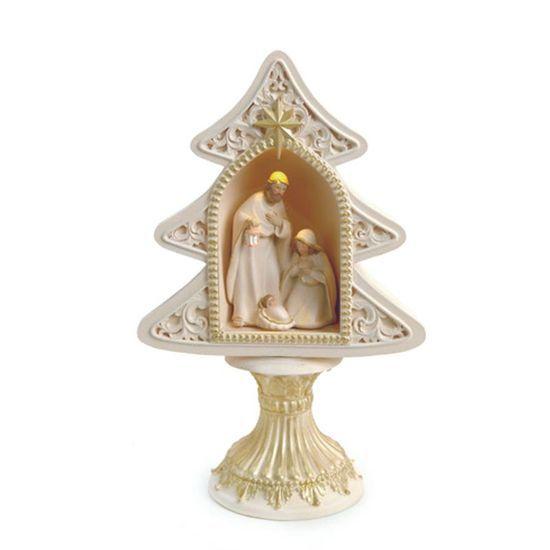 Imagem de Sagrada Familia Pinheiro com Led Branco Ouro 27cm 3Lr44   - 1 Un