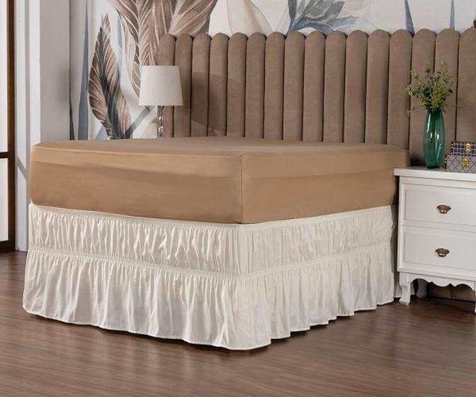 Imagem de Saia Ajustável Com Babado e 2 Elásticos Serve em Cama Box Casal Até King