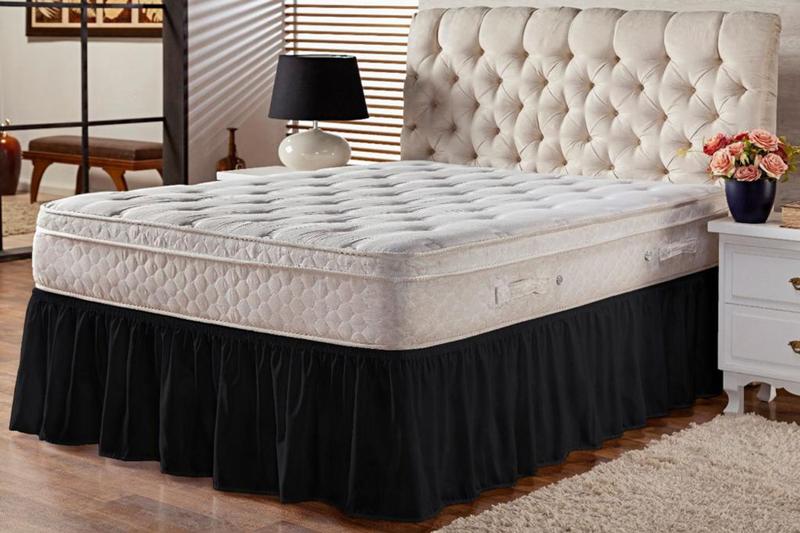 Imagem de Saia Ajustável Para Cama Box 1 Elástico Serve Do Casal ao King Com Babado!