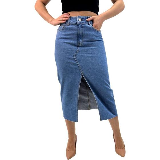 Imagem de Saia Be Free Jeans Midi com Abertura Feminina