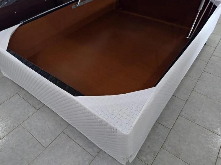 Imagem de Saia Box Cama Casal Baú Matelada com Pingente - Branco