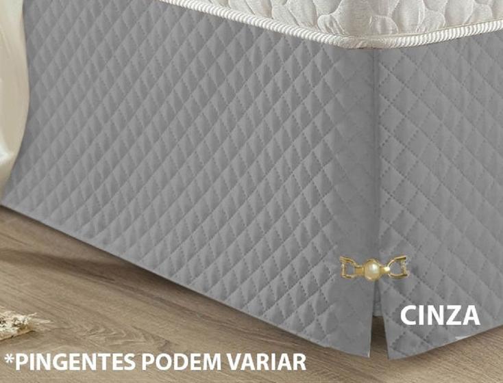 Imagem de Saia Box Cama Casal Baú Matelada com Pingente