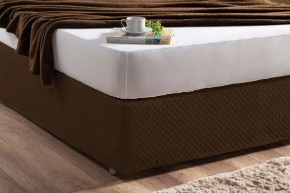 Imagem de Saia box matelada com elástico e com viés casal padrão - marrom