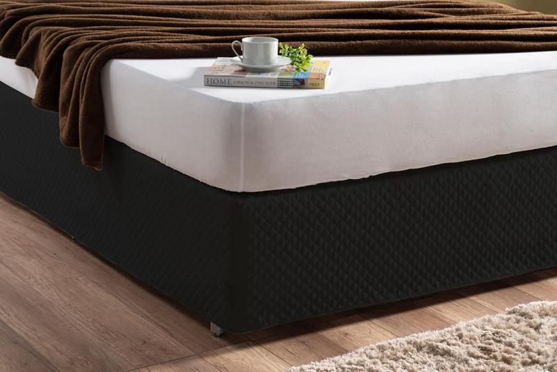 Imagem de Saia Box Para Cama Casal Padrão Preta Matelada Com Elástico