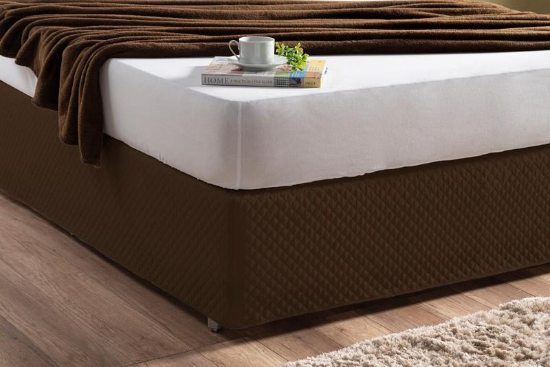 Imagem de Saia Box Para Cama Casal Queen Tabaco Matelada Com Elástico