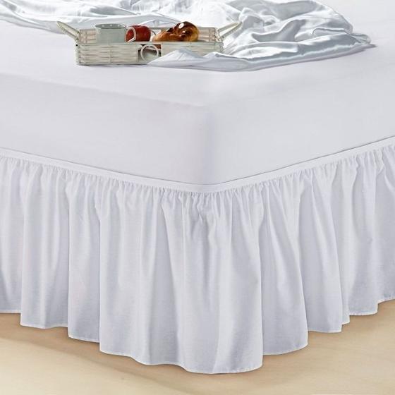 Saia Cama Box Branca Com Babado Tamanho Solteiro Microfibra Menor preço em Saia Cama Box Branca Com Babado Tamanho Solteiro Microfibra