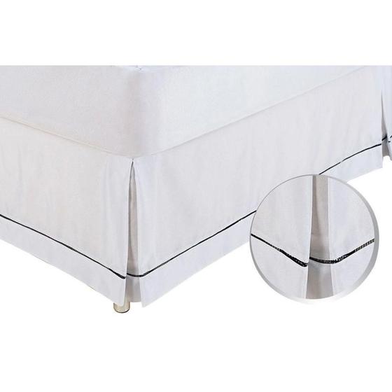 Imagem de Saia Cama Box Queen Babado Ponto Palito Branco (160x200) - Ortobom