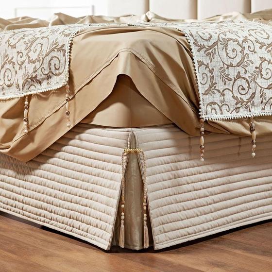 Saia Cama Box Queen Stylle 200 Fios Matelado Bege Menor preço em Saia Cama Box Queen Stylle 200 Fios Matelado Bege